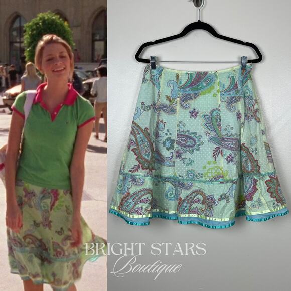 Dresses & Skirts - Rare Green Paisley Skirt ASO Marissa Cooper The OC Summer A-Line Colorful